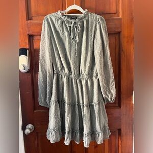 BTFBM Sage Green Swiss Dot Boho Cottagecore Prairie Tiered Dress L